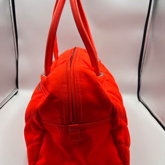 PRE-LOVE CHANEL PARIS BIARRITZ NEON ORANGE NYLON BOWLER BAG - Picture 2 of 16